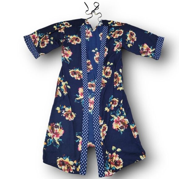 Blue Island Swim Coverup Size Medium Women's Kimono Style Floral Print Flowers - Picture 1 of 5